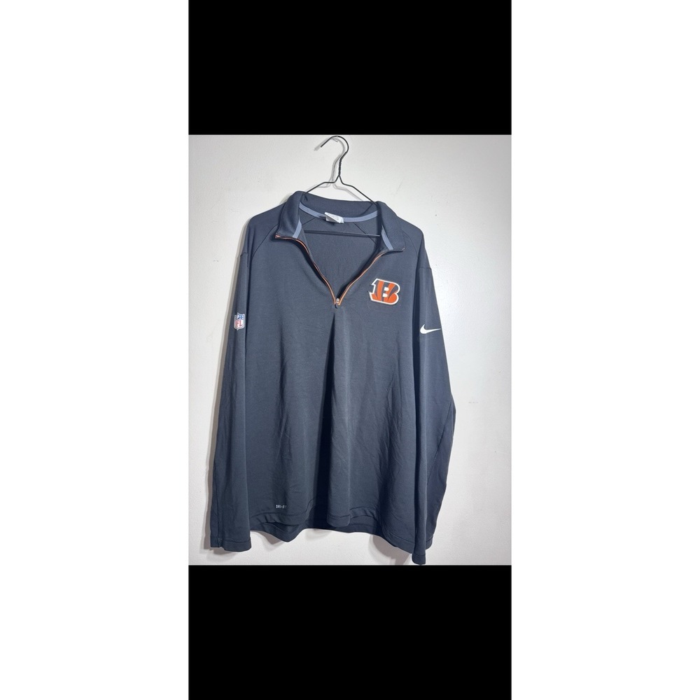Men's Xl Nike Dri Fit Cincinnati Bengals Black Long Sleeve Polo Shirt